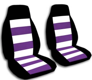 Cool Design Car Seat Covers Blk White Purplstripes Nice