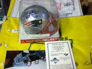 Deion Branch SB MVP Autographed New England Patriots Mini Helmet COA