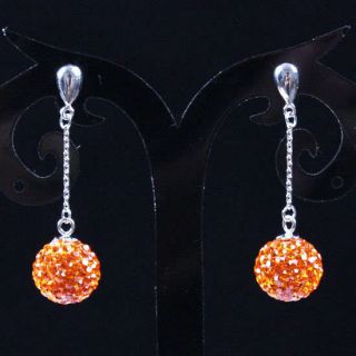  Gems 925 Sterling Silver Charms Dangle Disco Ball Earring