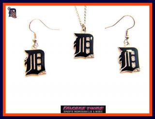 Detroit Tigers Necklace Dangle Earring Set Charm Gift