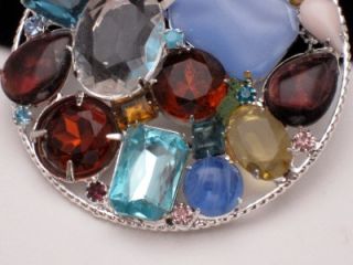 DeLillo Vintage 60s Huge Glass Rhinestone Brooch Pin