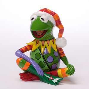 Enesco Romero Britto Disney Statue Kermit the Frog Muppets Christmas