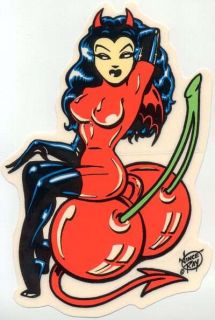 Sexy Cherry Bomb Devil Girl Cherries Sticker Decal Art by Vince Ray