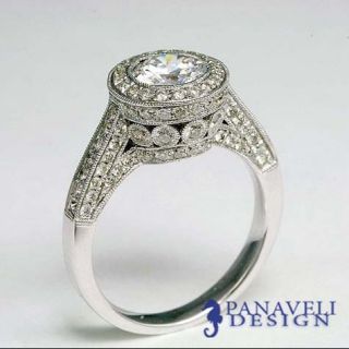 80 ct Round Diamond Bezel Set Engagement Ring 14k White Gold