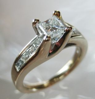 Princess Cut Diamond .50ct center (1tcw) 14K White Gold Ring