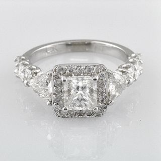 Diamond Engagement Ring 2 93 Ct Princess Cut 18K White Gold Exclusive