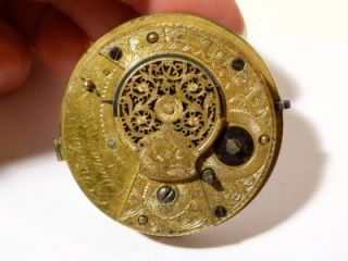 Antique C DENHAM DURHAM Fusee Verge Pocket Watch Movement # 21