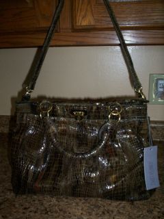 JLO Jennifer Lopez Denise satchel faux croc Olive multi handbag NWT $