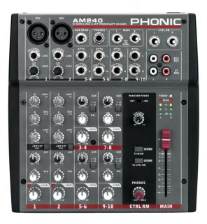 Phonic Am 240 2 Mic Line 4 Stereo Input Compact DJ Mixer Brand New