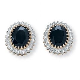 10 Carat Sapphire and Diamond 10K Gold Pierced Earrings