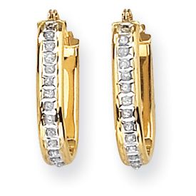 14k Gold Squared Hinged Diamond Accent 1 2 Hoop Earrings