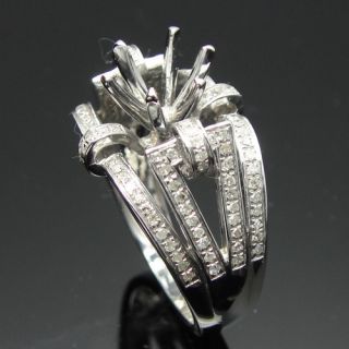 14k White Gold Diamond Semi Mount Engagement Rings Setting Round 6 5mm
