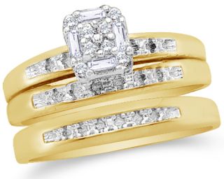 10K Two Tone Gold Diamond His Hers Trio 3 Ring Set 1 10 cttw G H SI2