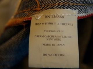 Men Without A Country Jeans Sz 30W 32L Hand Made in Japan