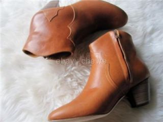 Isabel Marant Dicker Caramel Cognac Brown Calfskin Leather Boots 39