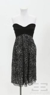 DVF Diane Von Furstenberg Black & Grey Leopard Silk Dress Size 12