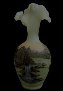  Art Glass 10 Vase Old Mill Hand Painted by Michael Dickinson