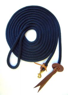 Lunge Line 5 8 x 25 Navy Blue Derby Rope with Brass Snap Horse Tack
