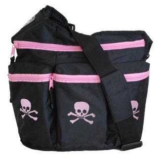 Diaper Dude Diaper Diva Bag Skull Cross Bones Diva Bag in Black Pink