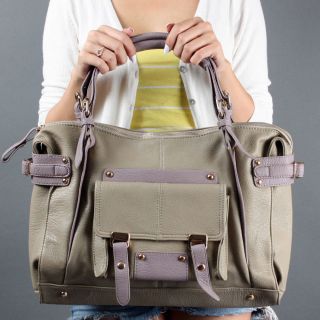 Gray Designer Laptop School Soft Tote Satchel Shoulder Bag Handbag