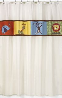 JoJo Designs Jungle Time Monkey Kids Animals Fabric Shower Curtain