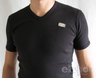 New Dolce Gabbana Men Gym Collection Black Logo V Neck Tshirt Sz 52