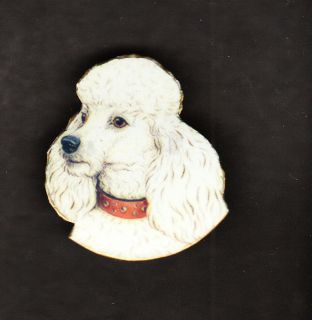 Dog Jewelry White Poodle Pin Paper Mache H