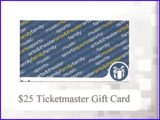 Ticketmaster $25 Value Gift Card Unscratched Pin  or Get