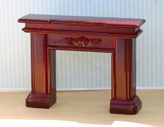 dollhouse miniature mahogany fireplace front in mahogany stained wood