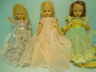 Dolls Hard Plastic Eyes Open Close Arms Legs Move Dime Store Dolls Lot