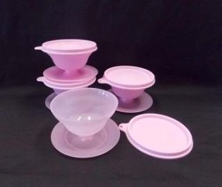 Tupperware Petite Dessert Pudding Ice Cream Dishes Set of 4 Pink New