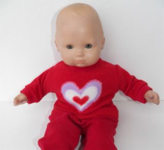 Red Knit Heart Valentine T Shirt Doll Clothes Fits 15 American Girl