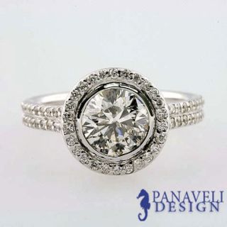 Antique Style 1 90 ct Round Diamond Engagement Ring Platinum