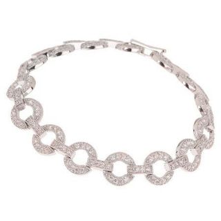   HARLOW INSPIRED STERLING SIMULATED DIAMOND CIRCLE 7 5 LINK BRACELET