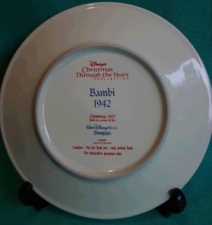 DISNEY BAMBI 2007 CHRISTMAS THROUGH THE YEARS COLLECTORS PLATE