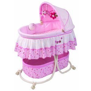 New Summer Infant Mothes Touch Soothing Bassinet Pink White 0 4 Months