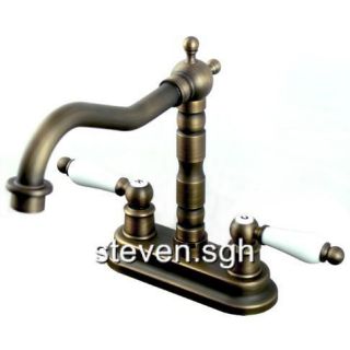 Double Handle Centerset Bathroom Faucet With Ceramic Handle 128F