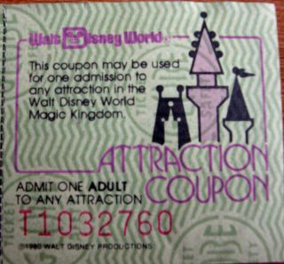 DISNEY WORLD TICKET 32 YEARS OLD RARE ADULT CASTLE ANY RIDE ATTRACTION