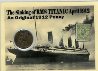 Sinking of RMS Titanic Display Card with 1912 Coin Very Nice