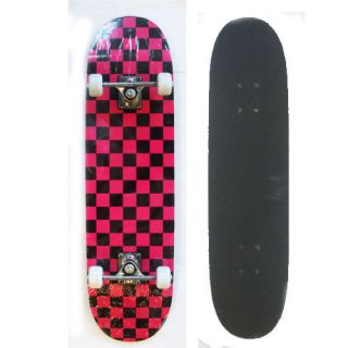 New Rex Distributors Pink Black Checkered Skateboard with Black Grip