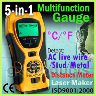5in1 Distance Meter Stud Metal Wire Detector Laser Tool