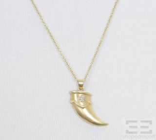 Designer 18K Yellow Gold Diamond Horn Pendant Necklace