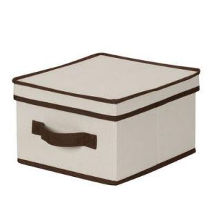 New Household Essentials Medium Storage Box Natural Canvas with Brown