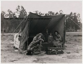 1936 Dorothea Lange Seven Hungry Children Migrant Photo