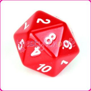 Opaque Red 24mm D20 RPG Dice 20 Side w Number Game Toy