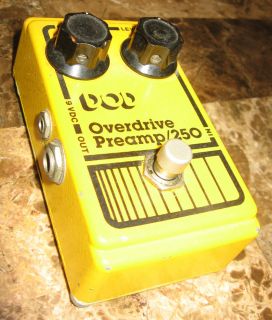 DOD Overdrive Preamp 250 Original 80s Yellow Guitar Pedal Distortion