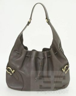 burberry london brown leather drawstring hobo bag