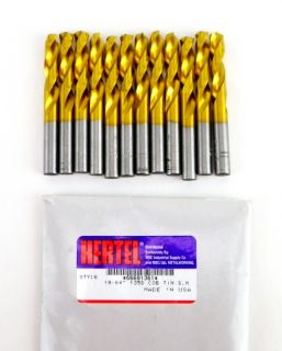 Hertel 19 64 Cobalt Tin Screw Machine Drills QTY12 J17