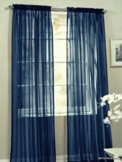 4pcs Solid Navy Blue Sheer Voile Curtain Window Panels 60x84 Each