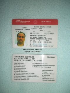 Tony Soprano Screen Accurate Drivers License Prop from Tv Show
